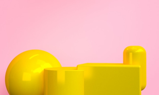 Minimalistyczny abstrakcjonistyczny tło z geometryczną żółtą postacią