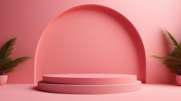 minimalistyczny abstrakcyjny wyświetlacz 3D w pastelowych kolorach do prezentacji marki produktu