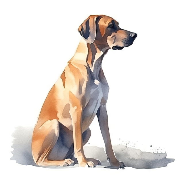 Minimalistyczny akwarelowy obraz Rhodesian Ridgeback w delikatnych pastelowych kolorach