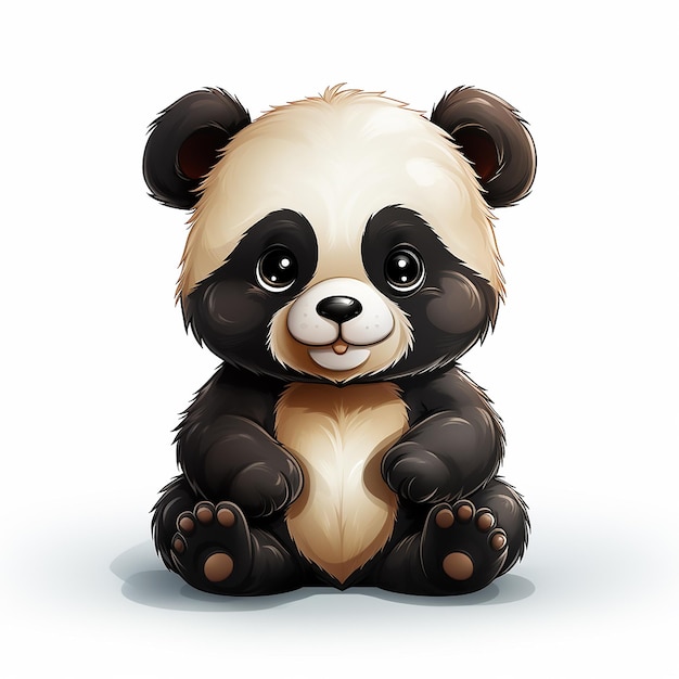 Minimalistyczny cyfrowy obraz uroczej leśnej pandy