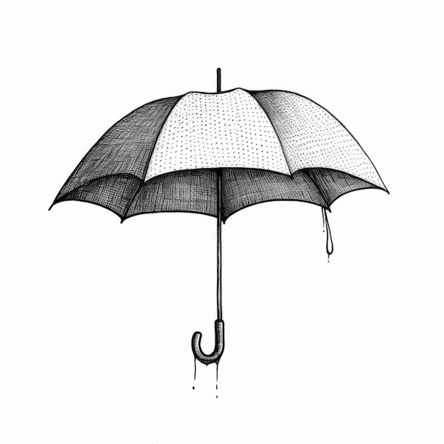 Minimalistyczny Doodle Otwarta sztuka parasola na białym tle