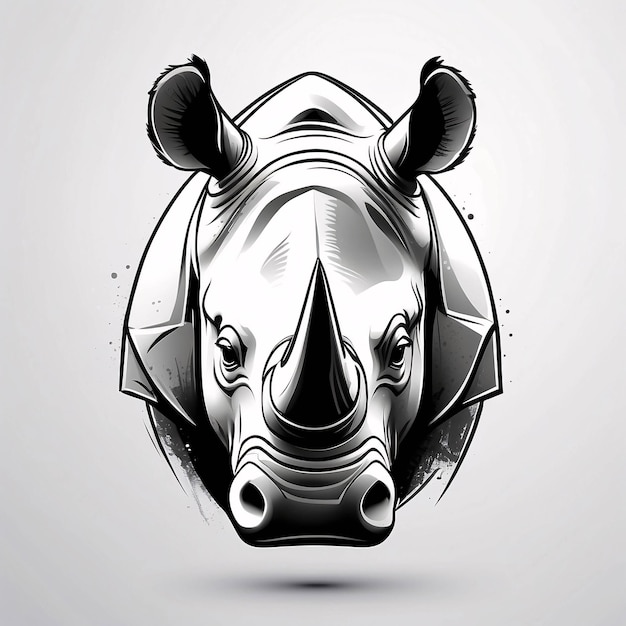 Zdjęcie minimalistyczny, elegancki i prosty czarno-biały nosorożec