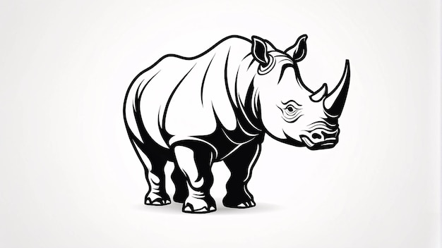 Minimalistyczny, elegancki i prosty czarno-biały nosorożec