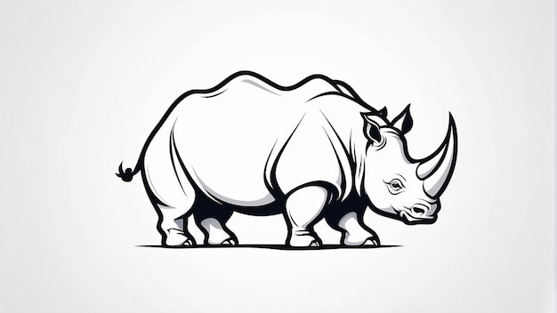Minimalistyczny, elegancki i prosty czarno-biały nosorożec
