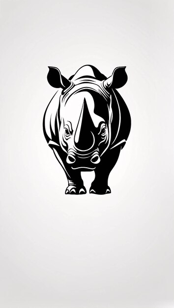 Zdjęcie minimalistyczny, elegancki i prosty czarno-biały nosorożec