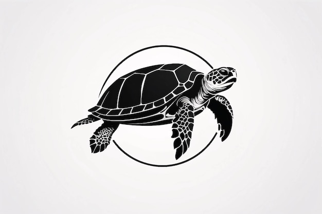 Minimalistyczny, elegancki i prosty czarno-biały Trutle Line Art Illustration Logo Design Idea