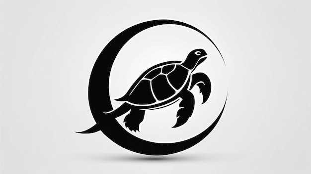 Minimalistyczny, elegancki i prosty czarno-biały Trutle Line Art Illustration Logo Design Idea