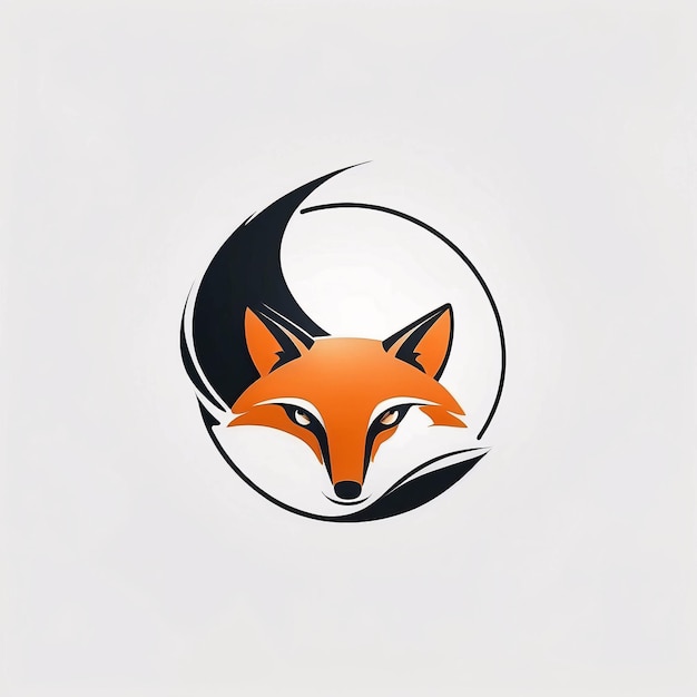 Minimalistyczny, elegancki i prosty pomysł na ilustrację logo z głową lisów