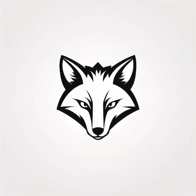 Minimalistyczny, elegancki i prosty pomysł na ilustrację logo z głową lisów