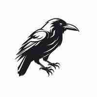 Zdjęcie minimalistyczny, elegancki i prosty projekt ilustracji logo raven crow