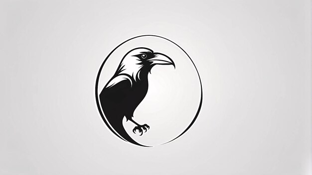 Zdjęcie minimalistyczny, elegancki i prosty projekt ilustracji logo raven crow
