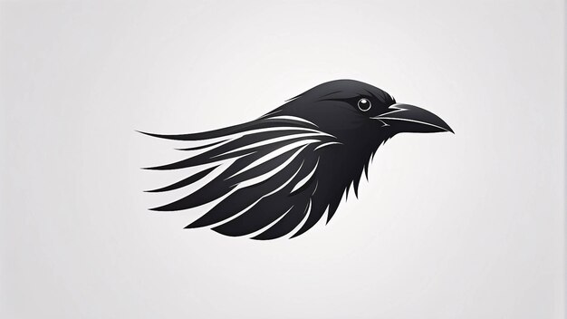 Zdjęcie minimalistyczny, elegancki i prosty projekt ilustracji logo raven crow