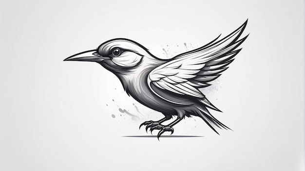 Minimalistyczny, elegancki i prosty ptak na gałęzi drzewa Ilustracja pomysłu projektowania logo