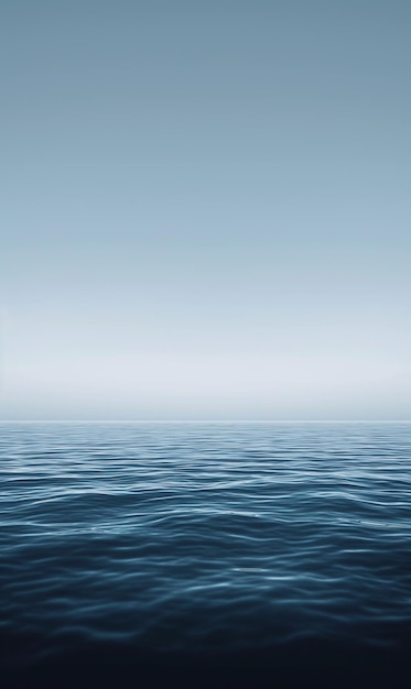 Minimalistyczny horyzont oceanu, gdzie spokojne wody spotykają się z subtelnym gradientem nieba