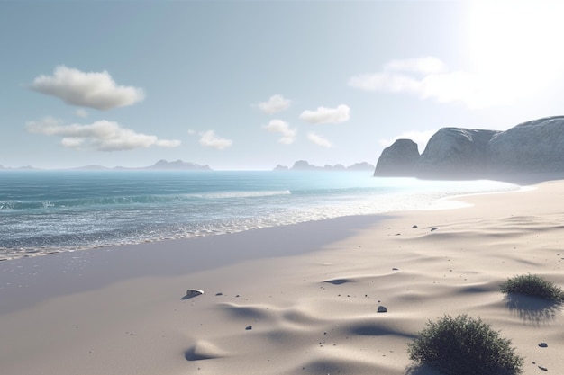 Minimalistyczny krajobraz z malowniczą plażą lub wybrzeżem