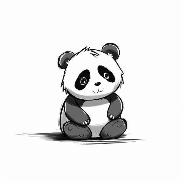 Minimalistyczny kreskówkowy Doodle smutnego niedźwiedzia pandy