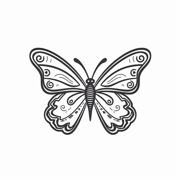 Zdjęcie minimalistyczny motyl kreskówka doodle grafika liniowa