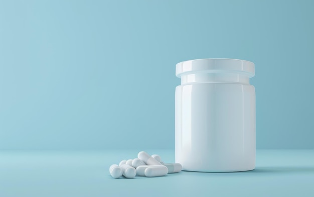 Minimalistyczny obraz białej butelki z lekami