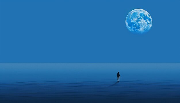 minimalistyczny plakat "Błękitnego poniedziałku" przedstawiający samotną postać na tle ogromnego