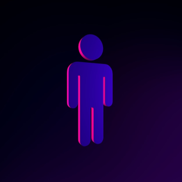 Zdjęcie minimalistyczny płaski zarys człowieka neon ikona. element interfejsu ui ux renderowania 3d. ciemny świecący symbol.