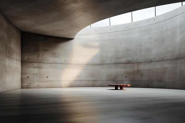 Minimalistyczny pokój z abstrakcyjnymi pustymi nowoczesnymi betonowymi ścianami Generative Ai