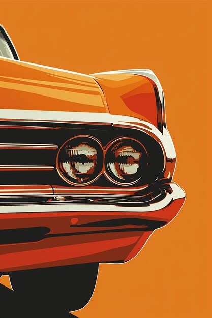 Zdjęcie minimalistyczny pomarańczowy plakat z samochodem