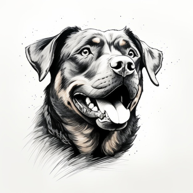 Minimalistyczny portret psa Rottweiler ręcznie rysowane ilustracji wektorowych