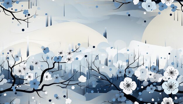 minimalistyczny projekt japońskiej sakury na tle miasta