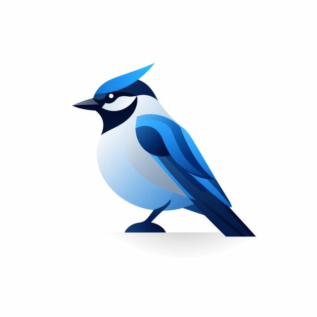 Minimalistyczny projekt logo Blue Jay z unikalnym charakterem i żywymi kolorami