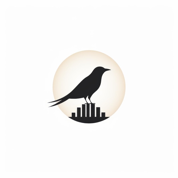 Minimalistyczny projekt logo Crow z ilustracją wektorową kamieni