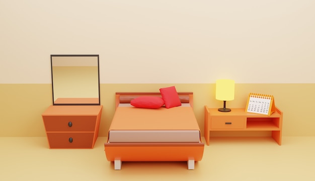 minimalistyczny projekt sypialni ilustracja 3d