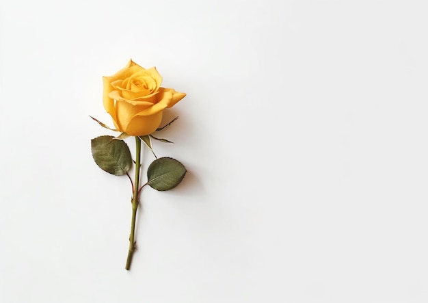 Minimalistyczny projekt Wybór jednego kwiatu róży na białym tle