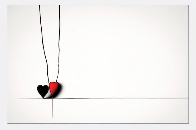 Zdjęcie minimalistyczny rysunek bazgrołów serca linia w formie serca abstrakcyjny symbol generative ai