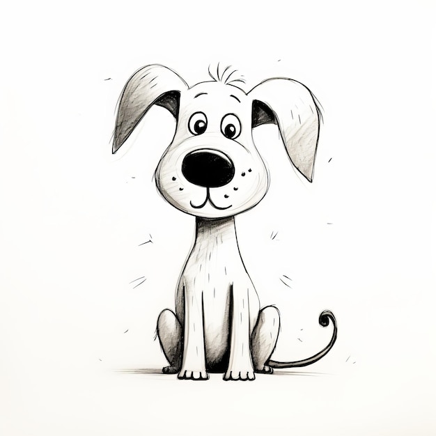 Zdjęcie minimalistyczny rysunek śmiesznego psa dla dzieci