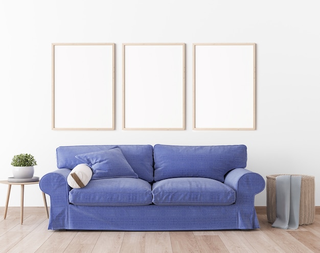 Minimalistyczny salon z nowoczesną sofą