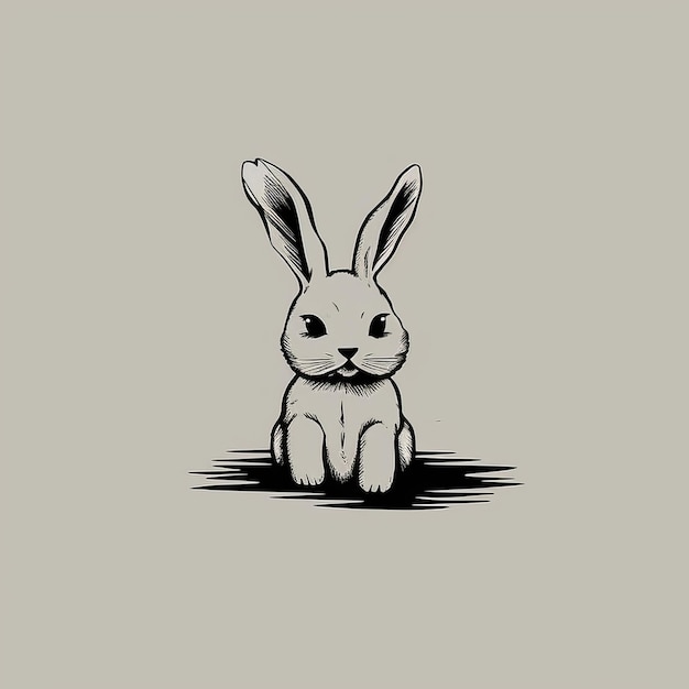 Minimalistyczny szkic królika na naturalnym tle