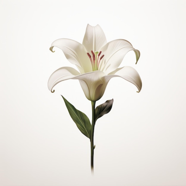 Minimalistyczny wektor kwiatu białej lilii z różą na białym tle