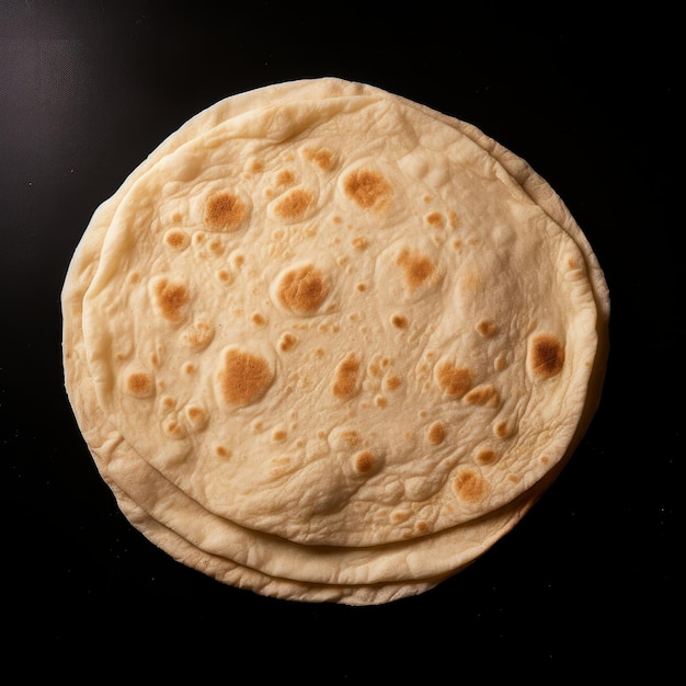 Zdjęcie minimalistyczny widok z góry izolowanego chleba pita