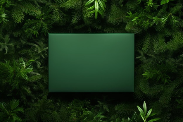 Zdjęcie minimalistyczny widok z góry odizolowanego lasu zielony enchantment radiance prezentuje pudełko copyspace następny t