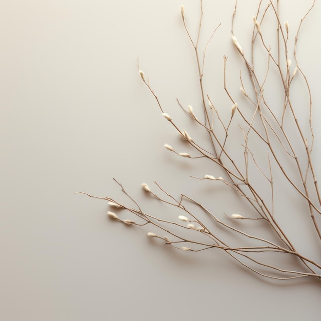 Zdjęcie minimalistyczny widok z góry odizolowanych gałęzi wierzby
