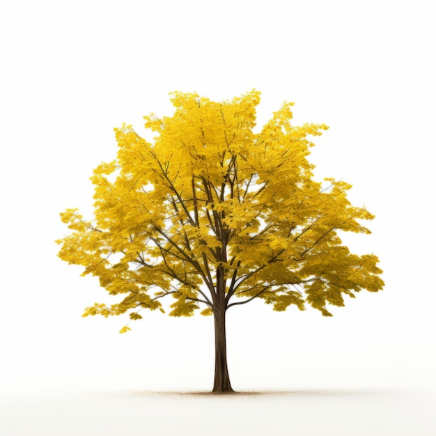 Minimalistyczny widok z przodu gałęziastego drzewa Ginkgo