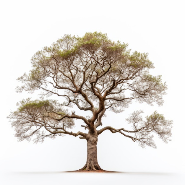 Minimalistyczny widok z przodu gałęziastego drzewa Tupelo