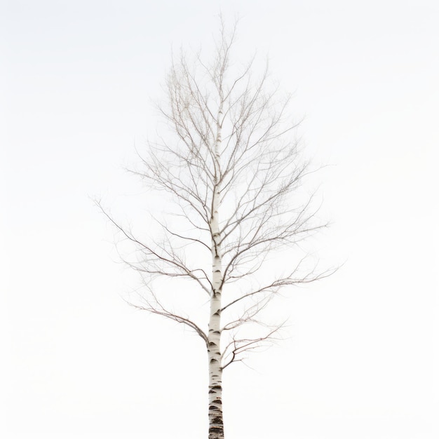 Minimalistyczny widok z przodu na gołe drzewo Sweet Birch