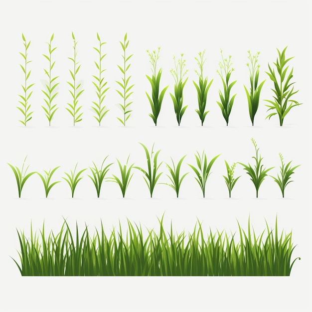 Minimalistyczny wschodni pędzel spokojny zestaw zielonej trawy