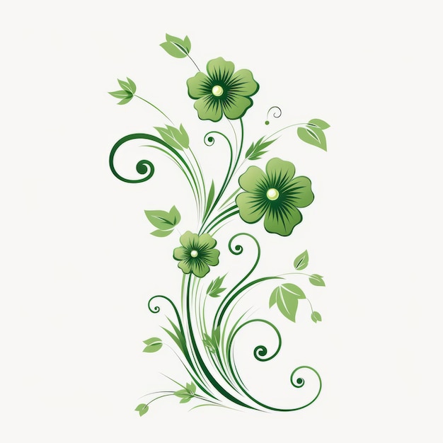 Minimalistyczny zielony kwiatowy wir klasycznych motywów tatuażu z nowoczesnym zwrotem