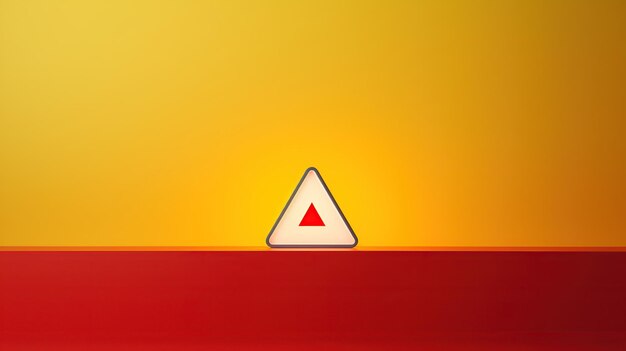 Zdjęcie minimalistyczny znak ostrzegawczy drogowy na żywym żółtym gradiencie idealny dla koncepcji ostrożności