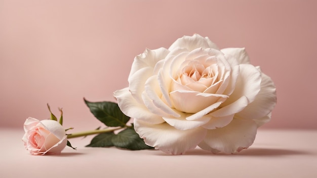 Minimalizm białej róży na różowym tle
