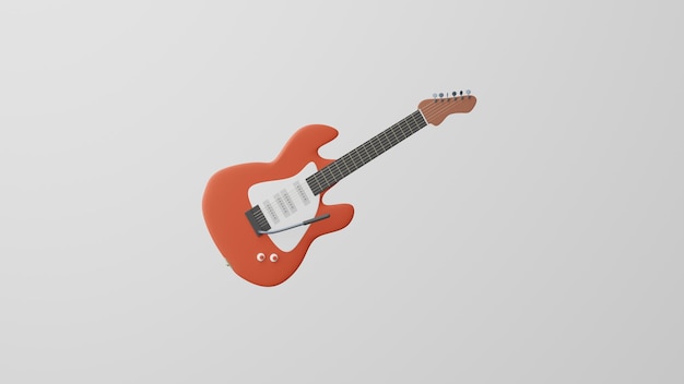 Minimalizm gitara elektryczna emoji gitara izolowany na białym tle renderowania 3d