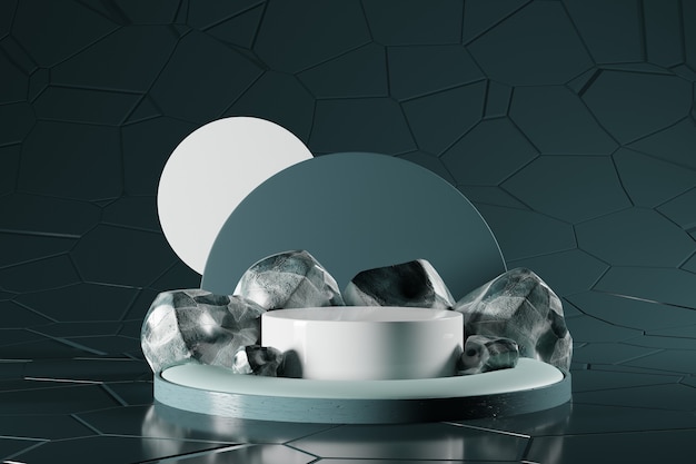 Zdjęcie minimalna geometryczna makieta marmurowa z motywem lodu ice