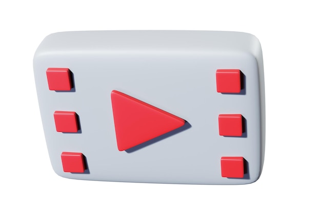 Minimalna ikona odtwarzania filmu w kinie na białym tle renderowania 3d